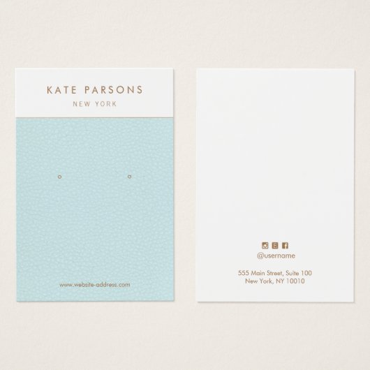 Blauw leder dat juwelen-beeldschermkaart verdient visitekaartje (Voorkant /achterkant)