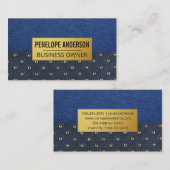 Blauw leder | Gepolsterd materiaal Visitekaartje (Voorkant / Achterkant)