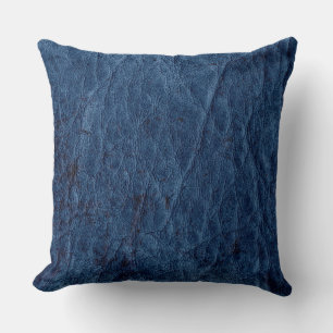 Blauw leder kussen