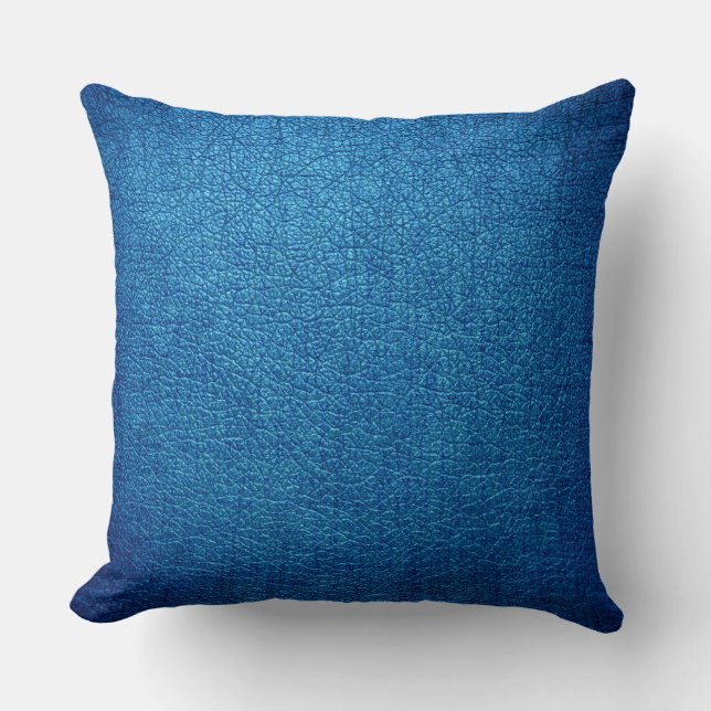 Blauw leder kussen (Voorkant)
