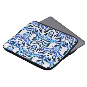 Blauw leder met schuifwiel laptop sleeve