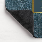 Blauw leder voorzien van inpersingen muismat (Hoek)