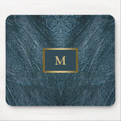 Blauw leder voorzien van inpersingen muismat (Voorkant)
