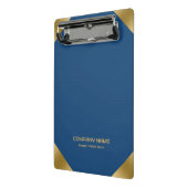 Blauw lederen afbeelding afdrukken met gouden acce mini klembord (Angled2)