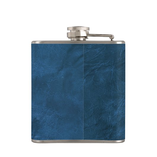 Blauw lederen heupfles (Achterkant)