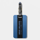 Blauw  lederen textuur Print Monogram Bagagelabel (Achterkant verticaal)