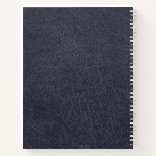 Blauw Lederen Vette Monogram Initialen Naam Notitieboek (Achterkant)