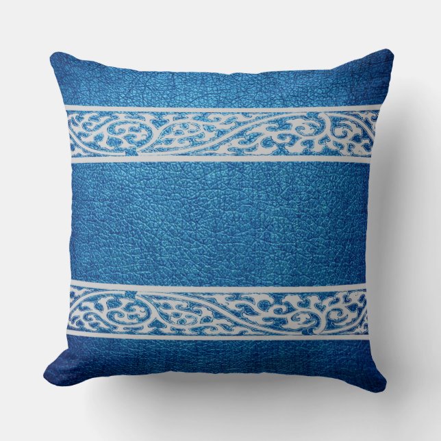 Blauw Leer Kussen (Voorkant)