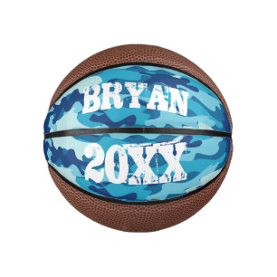 Blauw leger camouflage, aangepaste naam mini baske basketbal