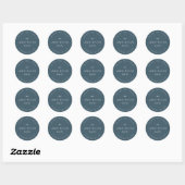 Blauw Leiste Familiennaam Retouradres Modern Ronde Sticker (Vel)