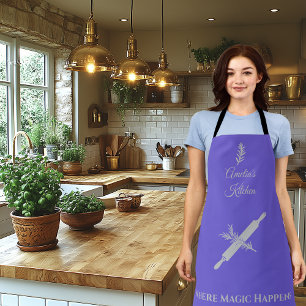 Blauw leisteen met zilveren Rolling Pin en Herb De Schort
