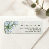 Blauw Lelie & Zachte Grijze Streep Retouradreslabe Etiket