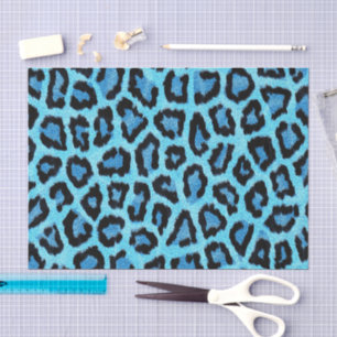 Blauw leopard Cheetah Animal Print Patroon Tissuepapier