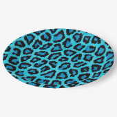 Blauw leopard Fur Spots Pattern Papieren Bordje (Gekanteld)