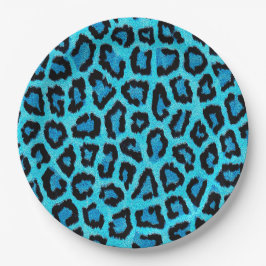 Blauw leopard Fur Spots Pattern Papieren Bordje