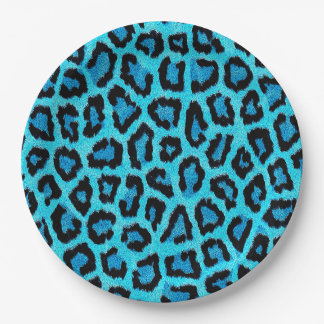 Blauw leopard Fur Spots Pattern Papieren Bordje