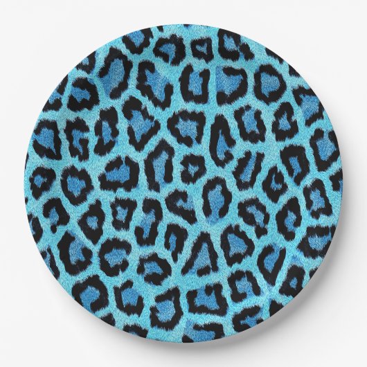 Blauw leopard Fur Spots Pattern Papieren Bordje (Voorkant)