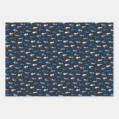 blauw leuk kattenpatroon inpakpapier vel (Voorkant)