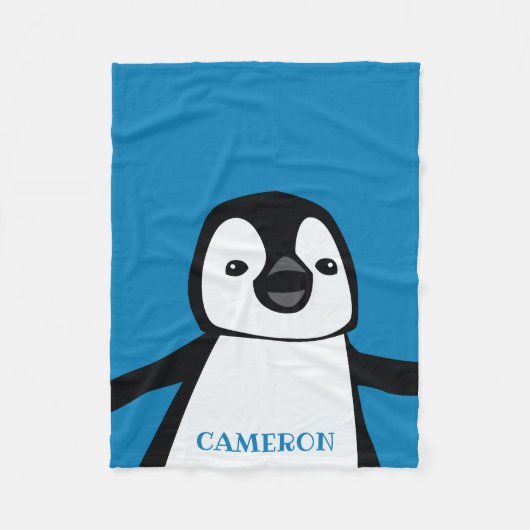 Blauw Leuke Grappige Pinguïn Kwekerij Zwart-wit Fleece Deken (Voorkant)