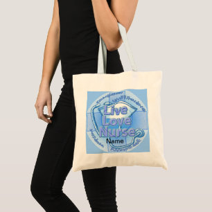 Blauw leven liefde verpleegster tote bag