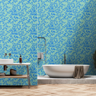 Blauw licht Blauwgroen bladeren Botanische bloemen Behang