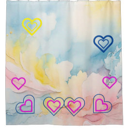 Blauw licht en harten douchegordijn