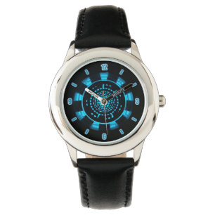 Blauw licht gloeiend boogreactorontwerp horloge