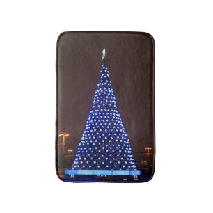 Blauw licht kerstboom badmat