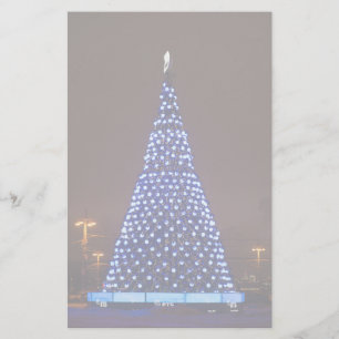 Blauw licht kerstboom briefpapier