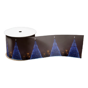 Blauw licht kerstboom lint