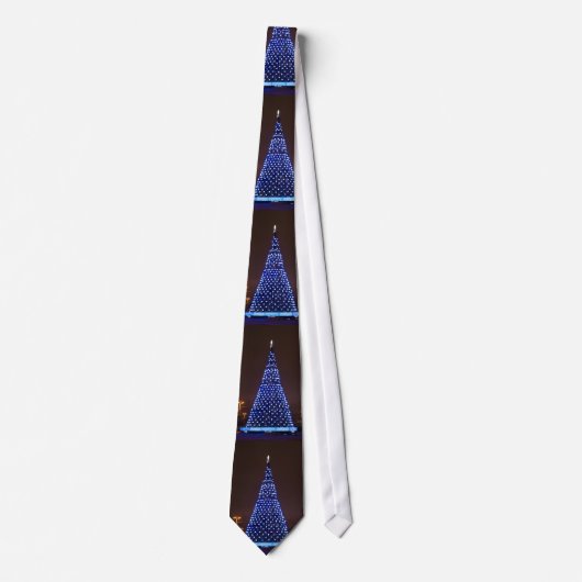 Blauw licht kerstboom stropdas (Voorkant)