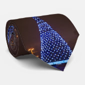 Blauw licht kerstboom stropdas (Opgerold)