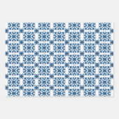 Blauw, Lichtblauw & Wit Petal Patroon Inpakpapier Vel (Voorkant 3)
