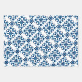 Blauw, Lichtblauw & Wit Petal Patroon Inpakpapier Vel (Voorkant)