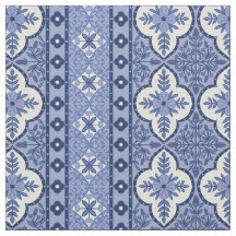 Blauw-lichtblauwe bohemien-design katoenen kepertj