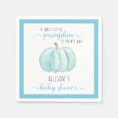 Blauw Lief Klein Pompoen Waterverf Baby shower Servet (Voorkant)