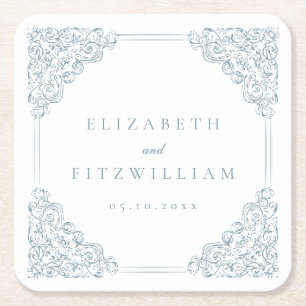  blauw  Lijst bruiloft Vierkante Kartonnen Onderzetter