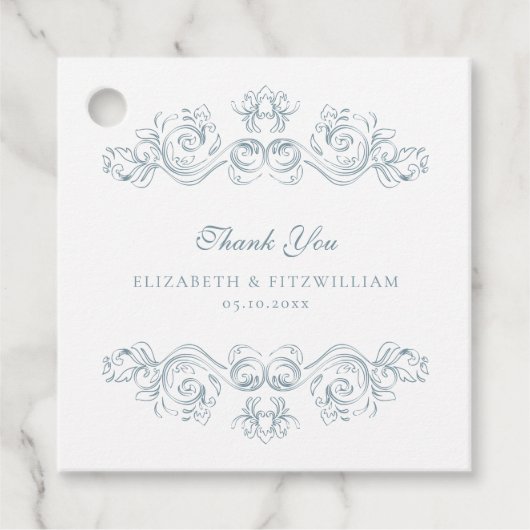 Blauw Lijst Dank u Bedankjes Labels (Voorkant)