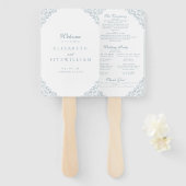 Blauw Lijst Elegant Script Trouwprogramma Handwaaier (Voorkant en achterkant)