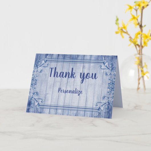 Blauw Lijst Hartelijk dank - Persoonlijk Kaart (Gele Bloem)