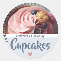 Blauw Lila Cupcake Fotosjabloon Baking Label