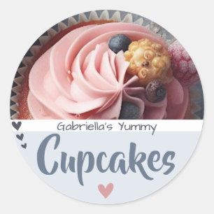Blauw Lila Cupcake Fotosjabloon Baking Label