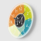 Blauw Limoen Oranje mozaïek modern monogram Grote Klok (Hoek)