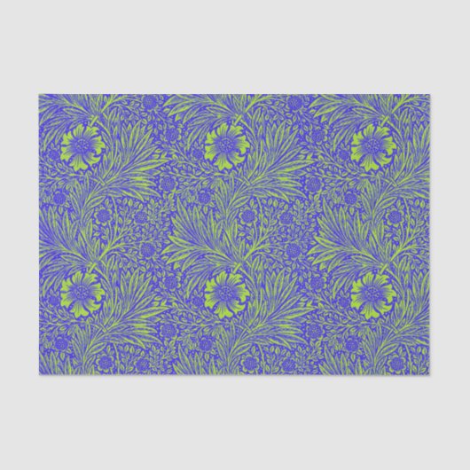   blauw limoengroen bloemmotief tissuepapier (Voorkant)