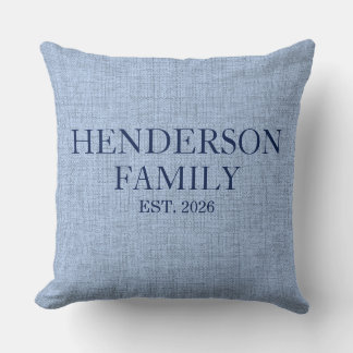 Blauw linnen patroon op maat gemaakte familie thro kussen