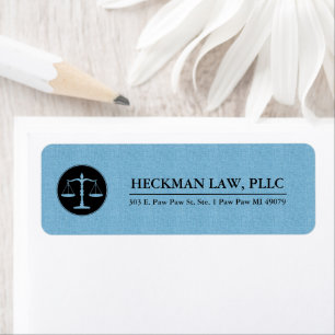 Blauw Linnen Zwart Justice Logo Etiket