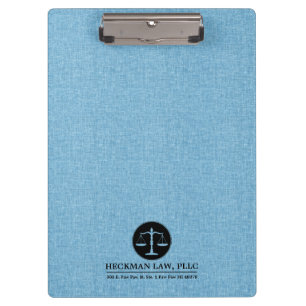 Blauw Linnen Zwart Justitie Logo Klembord