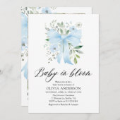 Blauw lint baby in bloei bloemige jongens baby sho kaart (Voorkant / Achterkant)