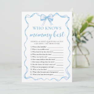 Blauw lint baby shower wie kent mama het beste spe kaart