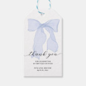 Blauw lint bedankje cadeautje cadeaulabel (Voorkant)